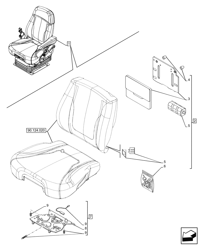 Схема запчастей Case IH OPTUM 300 CVT - (55.512.250) - VAR - 758787 - SEAT, AIR SUSPENSION, COMFORT PACK 1, AIR COMPRESSOR, SENSOR (55) - ELECTRICAL SYSTEMS