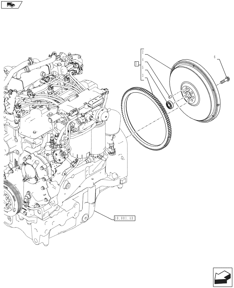 Схема запчастей Case IH FARMALL 115U - (10.103.AH[03]) - VAR - 337986 - FLYWHEEL, NA (10) - ENGINE