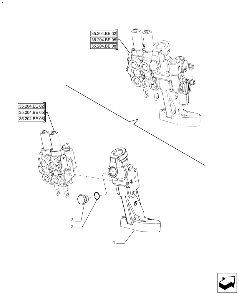 Схема запчастей Case IH FARMALL 140A - (35.204.BE[20]) - REMOTE CONTROL VALVE (35) - HYDRAULIC SYSTEMS