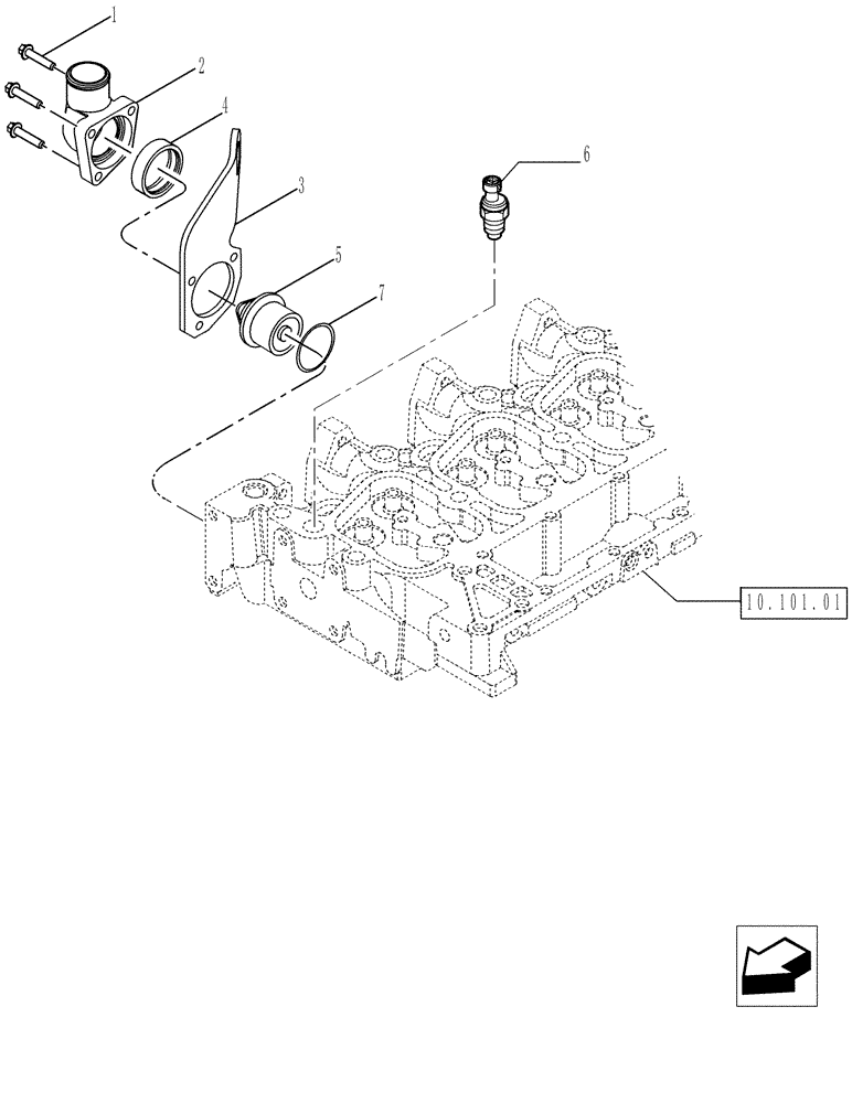 Схема запчастей Case IH P140 - (10.402.03) - THERMOSTAT - ENGINE COOLING SYSTEM (10) - ENGINE