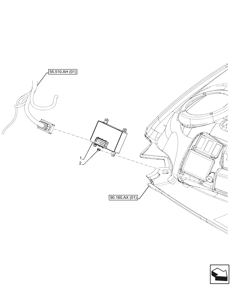 Схема запчастей Case IH PUMA 165 CVT - (55.405.CI[02]) - VAR - 391346, 758966, 758967, 758968 - WORK LIGHT, PANEL, CONTROL (55) - ELECTRICAL SYSTEMS