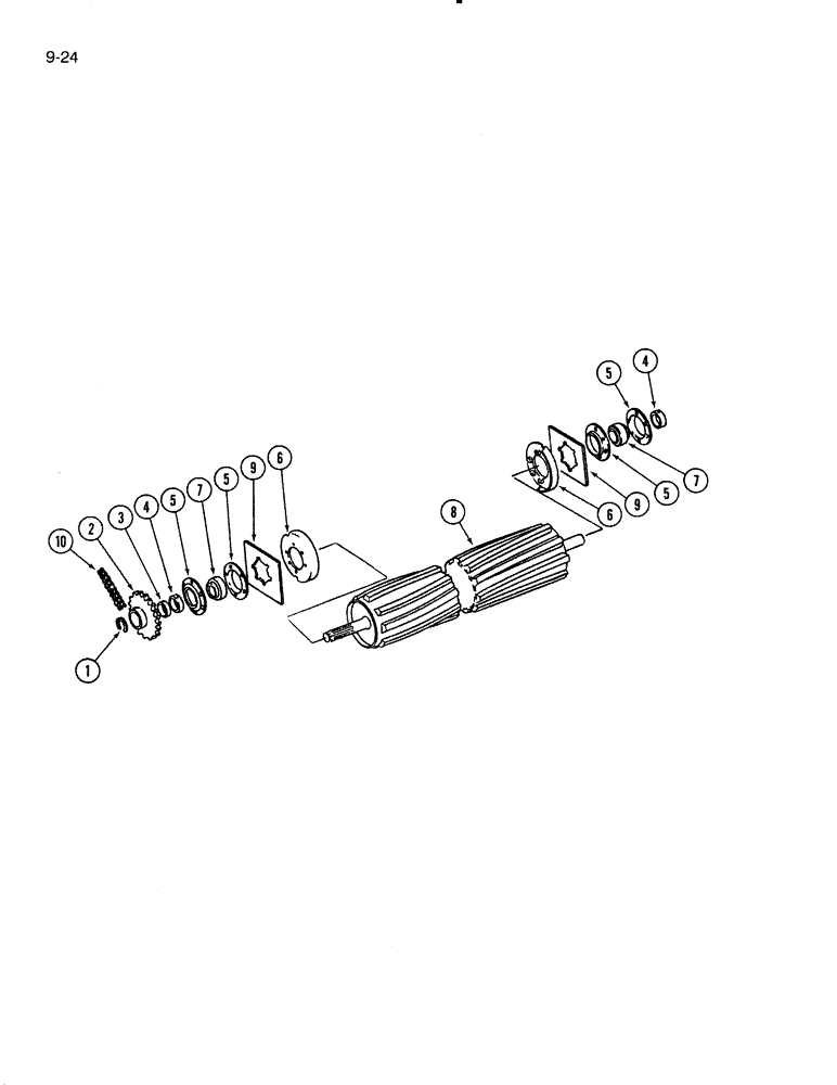 Схема запчастей Case IH 5000 - (9-24) - CONDITIONER LOWER STEEL ROLL, CHASSIS MOUNTED (09) - CHASSIS/ATTACHMENTS