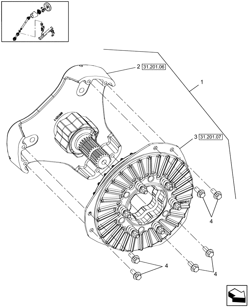 Схема запчастей Case IH SB551 - (31.201.05) - POWER TAKE OFF CLUTCH (31) - IMPLEMENT POWER TAKE OFF