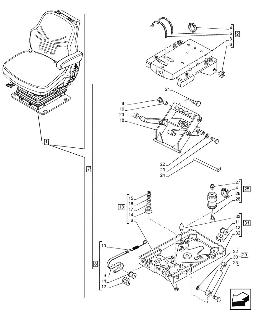 Схема запчастей Case IH MAXXUM 135 - (90.124.AK[04]) - VAR - 391283 - SEAT, AIR SUSPENSION, COMPONENTS (90) - PLATFORM, CAB, BODYWORK AND DECALS