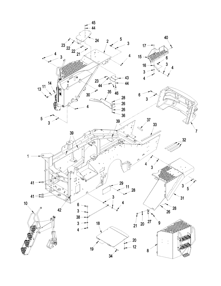 Схема запчастей Case IH STX430 - (09-32) - FRONT FRAME, QUADTRAC TRACTOR, STEIGER 380 / 430 (09) - CHASSIS