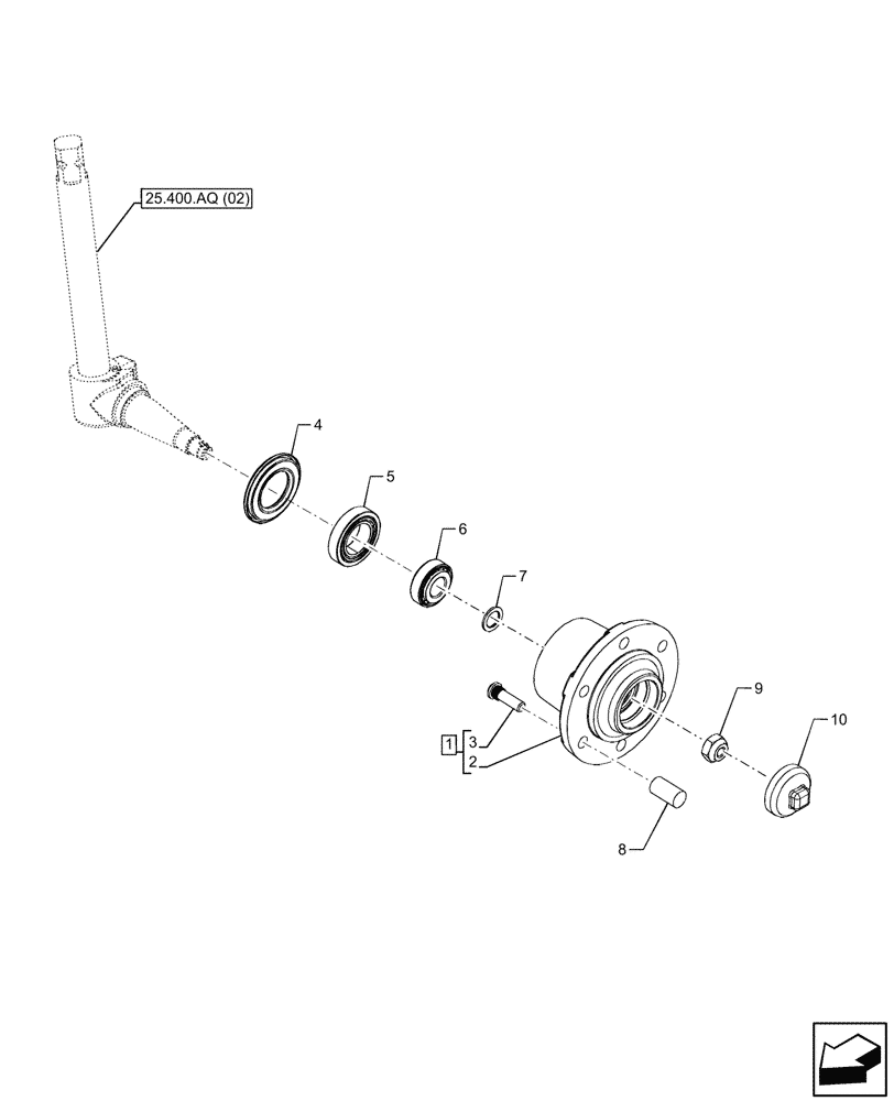 Схема запчастей Case IH FARMALL 100C - (25.400.AH[02]) - VAR - 330581 - FRONT AXLE, HUB, 2WD, HEAVY DUTY (25) - FRONT AXLE SYSTEM