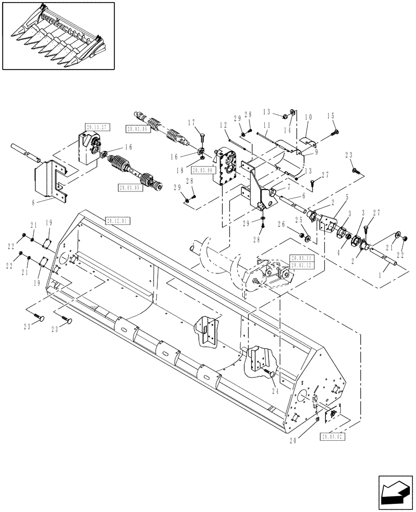 Схема запчастей Case IH 3206-38 - (20.03.01) - MAIN DRIVE FROM COMBINE (58) - ATTACHMENTS/HEADERS