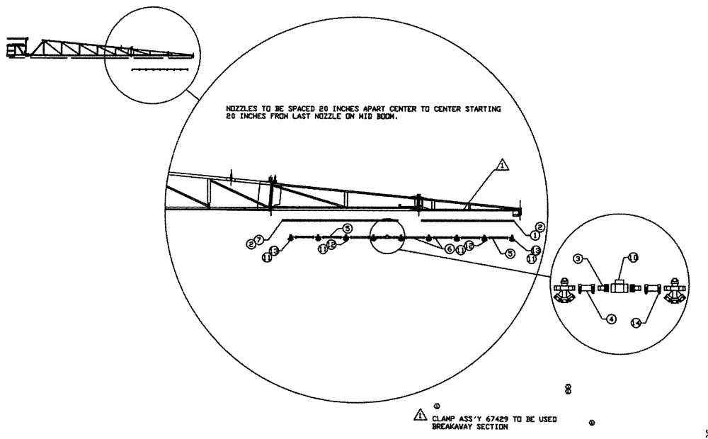 Схема запчастей Case IH PATRIOT WT - (07-005) - BOOM NOZZLE SPACING - OUTER BOOM (90) (09) - BOOMS