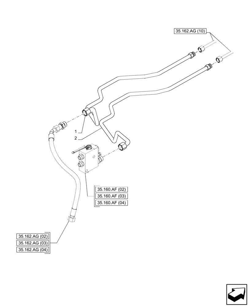 Схема запчастей Case IH PUMA 200 - (35.162.AG[18]) - VAR - 758089, 758090, 758091, 758245 - 3 POINT HITCH, FRONT, CYLINDER, LINE (35) - HYDRAULIC SYSTEMS