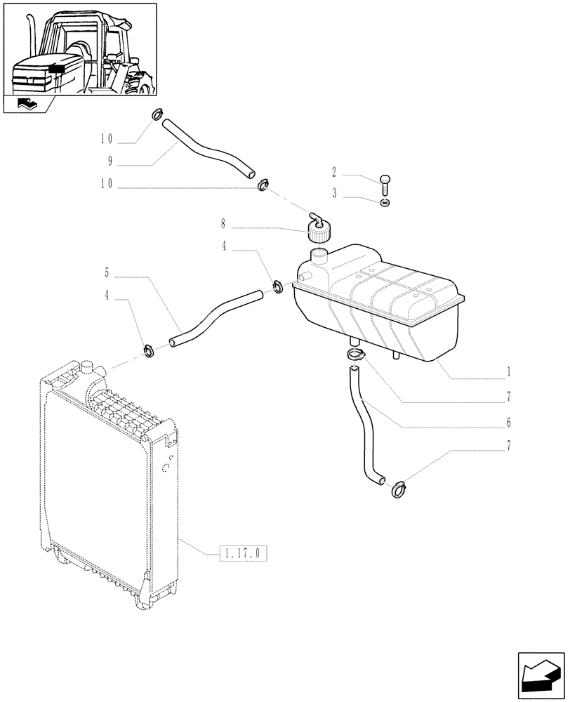 Схема запчастей Case IH PUMA 115 - (1.17.2) - COOLING - EXPANSION TANK (02) - ENGINE EQUIPMENT