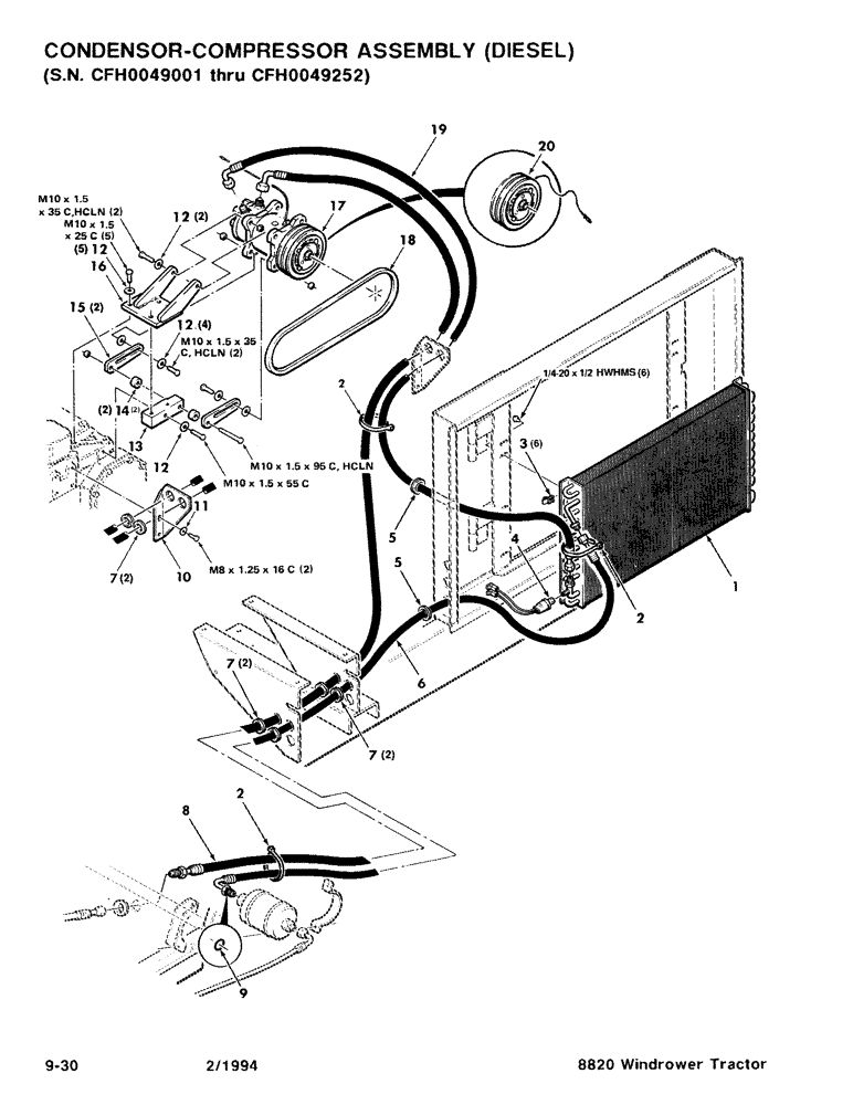 Схема запчастей Case IH 8820 - (9-30) - CONDENSOR-COMPRESSOR ASSEMBLY, DIESEL, SERIAL NUMBER CFH0049001 THRU CFH0049252 (09) - CHASSIS/ATTACHMENTS