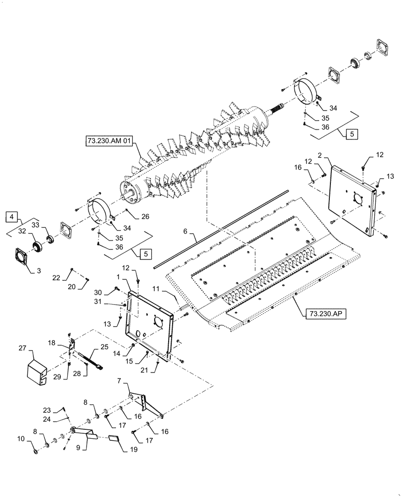 Схема запчастей Case IH 7088 - (73.230.AJ[01]) - STRAW CHOPPER BODY, FIXED BLADE (73) - RESIDUE HANDLING