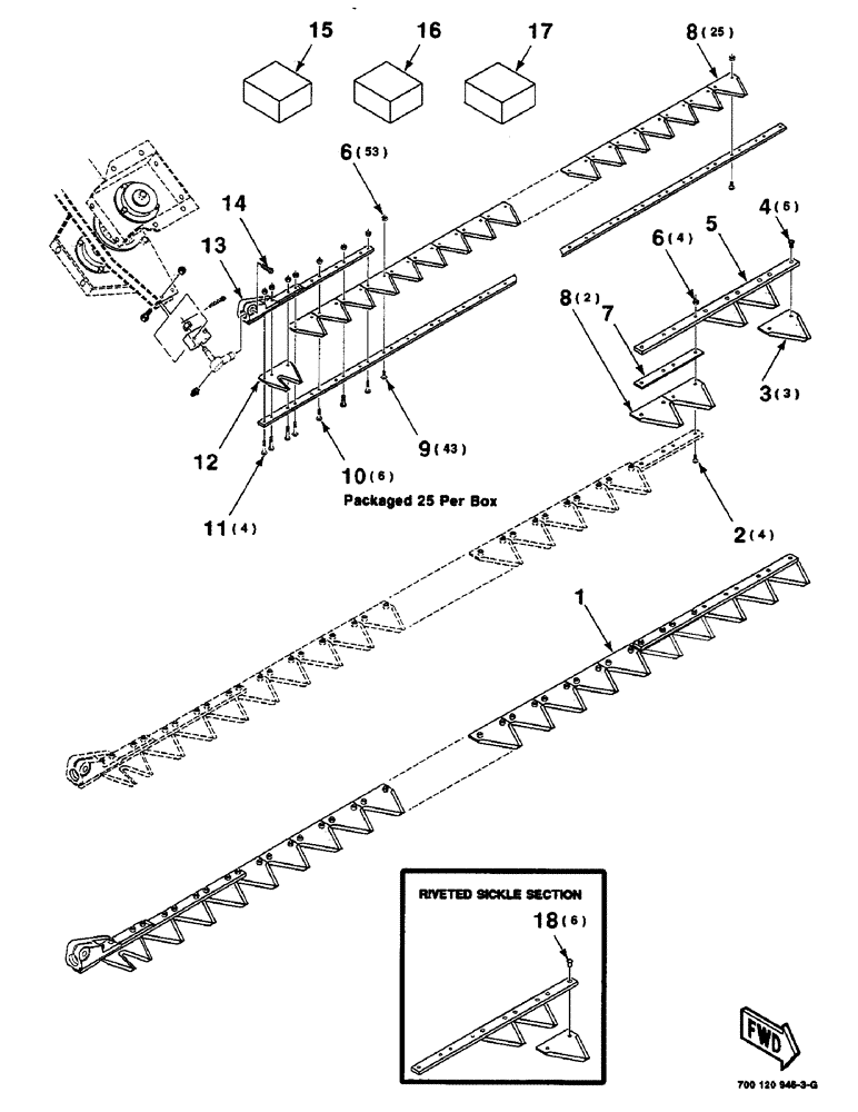 Схема запчастей Case IH 8820 - (5-08) - SICKLE ASSEMBLY, RIGHT, 15 FOOT ONLY (58) - ATTACHMENTS/HEADERS