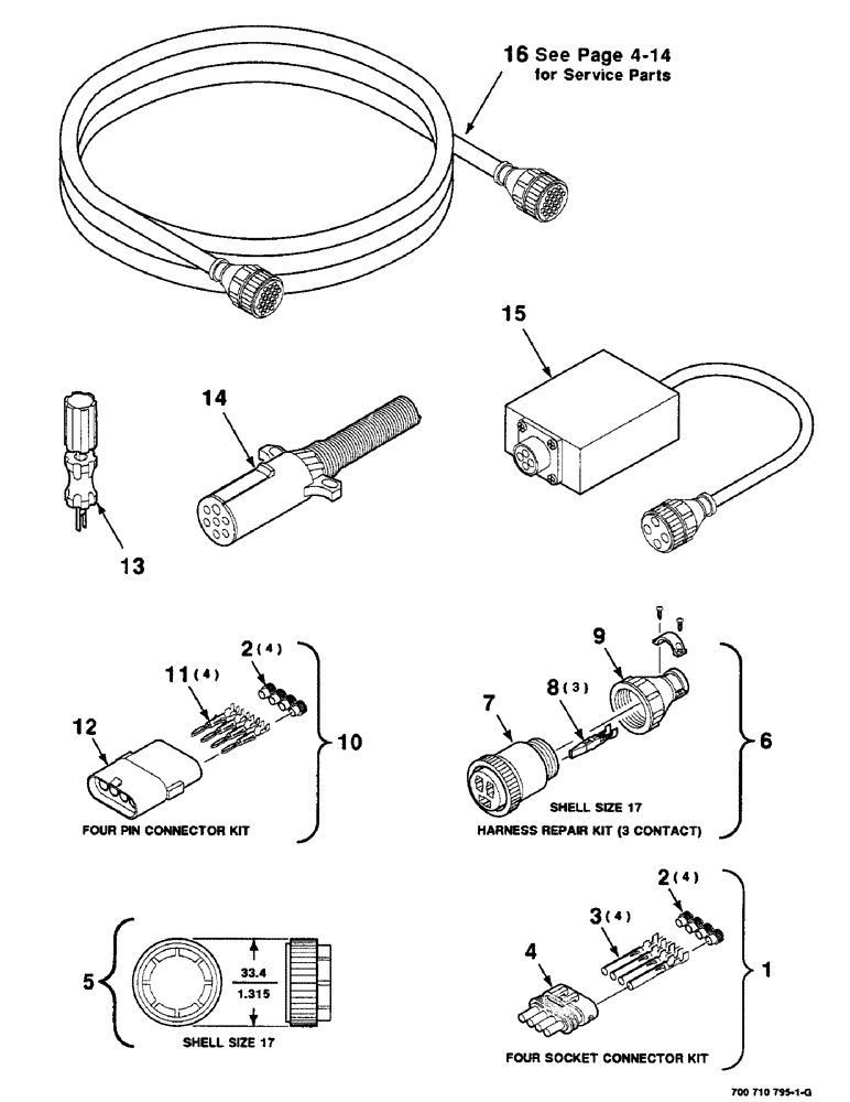 Схема запчастей Case IH 8465 - (4-16) - ELECTRICAL HARNESS SERVICE PARTS, CONTINUED (06) - ELECTRICAL