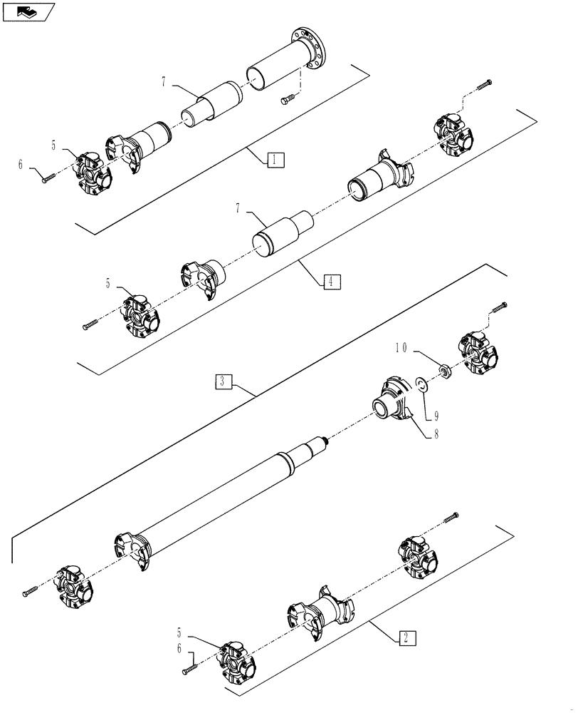 Схема запчастей Case IH STEIGER 400 - (25.310.04) - DRIVE SHAFT - 13L ENGINES - STEIGER 400-450 (25) - FRONT AXLE SYSTEM