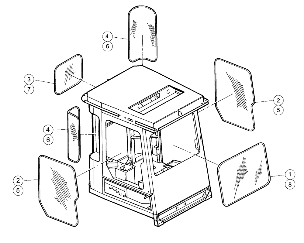 Схема запчастей Case IH PATRIOT WT - (01-005) - CAB GLASS Cab Interior