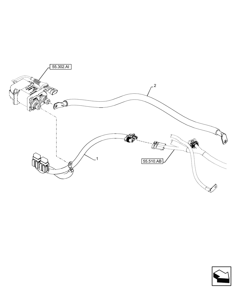 Схема запчастей Case IH PUMA 200 - (55.302.AI[02]) - VAR - 393999 - BATTERY ISOLATOR, HARNESS (55) - ELECTRICAL SYSTEMS