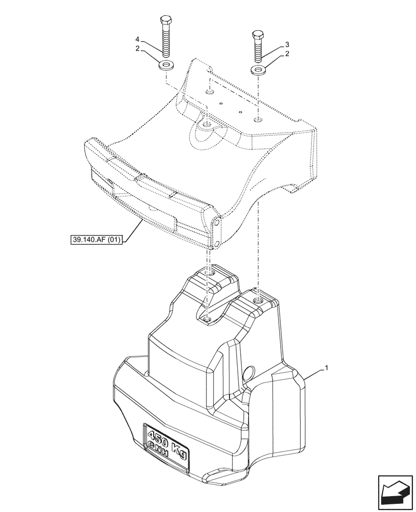Схема запчастей Case IH PUMA 185 CVT - (39.140.AF[09]) - VAR - 758886, 758887 - FRONT WEIGHT (400KG) (39) - FRAMES AND BALLASTING