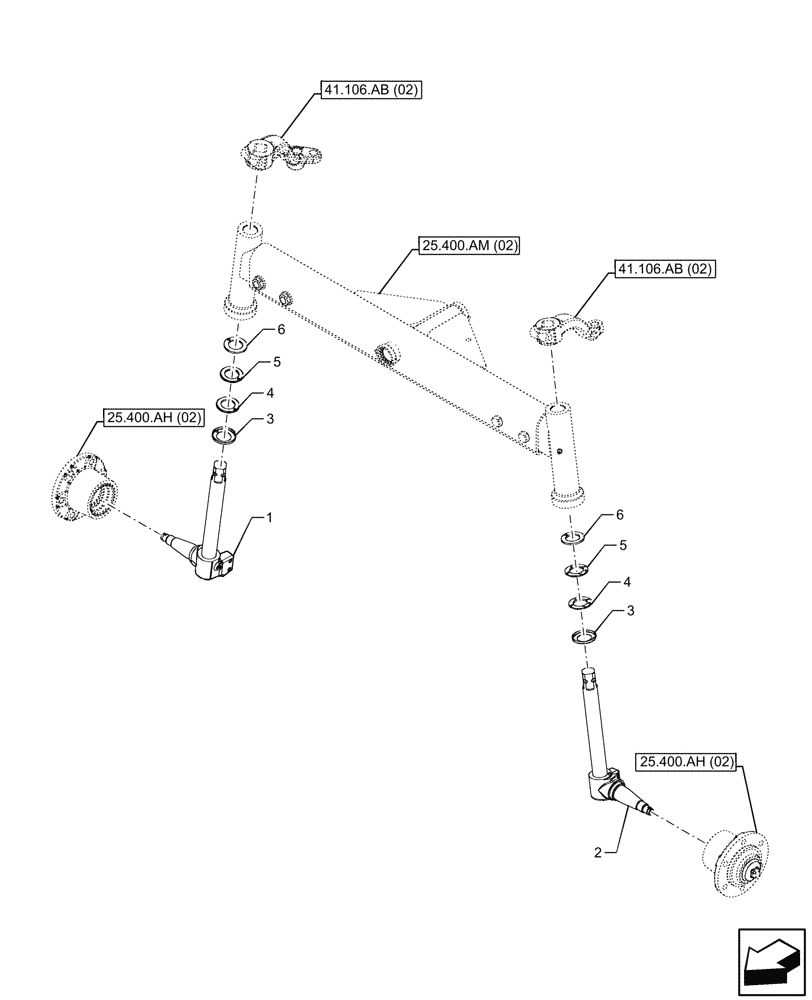 Схема запчастей Case IH FARMALL 100C - (25.400.AQ[02]) - VAR - 330581 - FRONT AXLE, STEERING KNUCKLE, 2WD, HEAVY DUTY (25) - FRONT AXLE SYSTEM