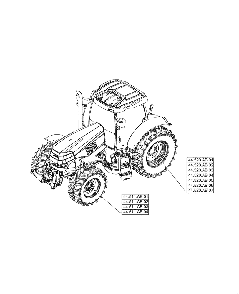 Схема запчастей Case IH PUMA 215 - (00.000.44) - PICTORIAL INDEX - AXLE AND WHEELS (00) - GENERAL & PICTORIAL INDEX