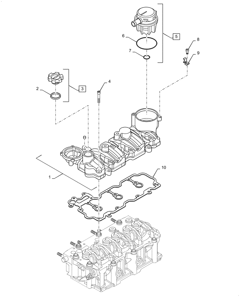 Схема запчастей Case IH FARMALL 55C - (10.101.AB[01]) - VALVE COVER (10) - ENGINE