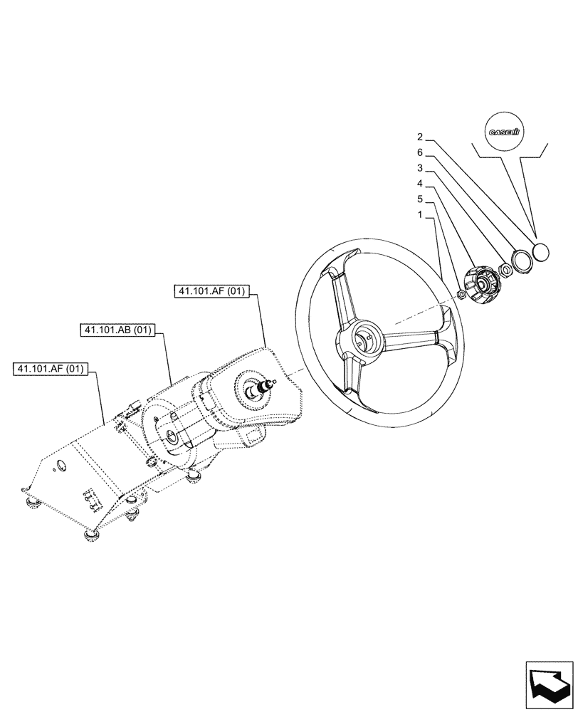 Схема запчастей Case IH PUMA 165 - (41.101.AJ[02]) - VAR - 391357, 759264, 759266 - STEERING WHEEL (41) - STEERING