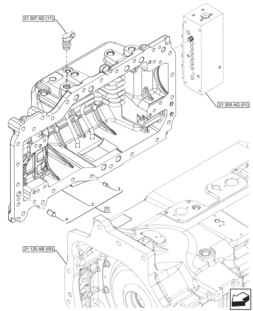 Схема запчастей Case IH PUMA 200 CVT - (21.507.AD[12]) - VAR - 337427, 337433, 391138, 758022, 758870, 759053 - TRANSMISSION, COVER (21) - TRANSMISSION