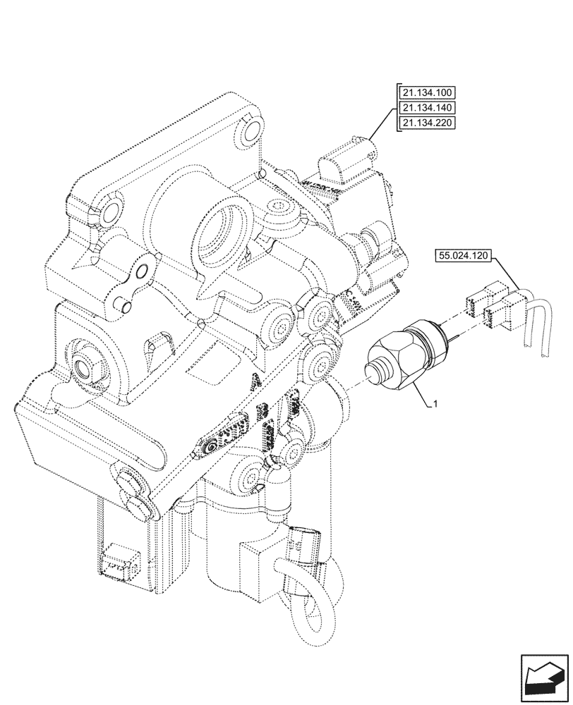 Схема запчастей Case IH FARMALL 80N - (55.024.240) - VAR - 743968 - POWERSHUTTLE TRANSMISSION CONTROL VALVE, PRESSURE SWITCH (55) - ELECTRICAL SYSTEMS