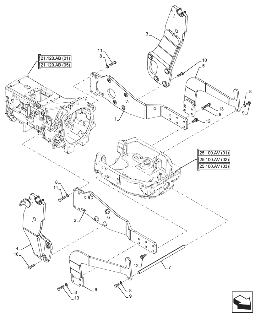 Схема запчастей Case IH PUMA 240 CVT - (82.100.AK[02]) - VAR - 758197 - FRONT LOADER, SIDE MEMBER (82) - FRONT LOADER & BUCKET