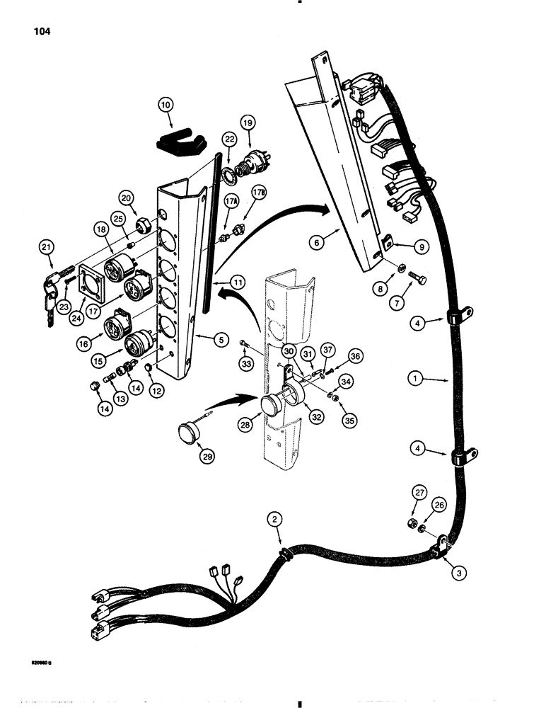 Схема запчастей Case IH 1845B - (104) - ELECTRICAL SYSTEM, FRONT HARNESS AND INSTRUMENT PANEL (04) - ELECTRICAL SYSTEMS