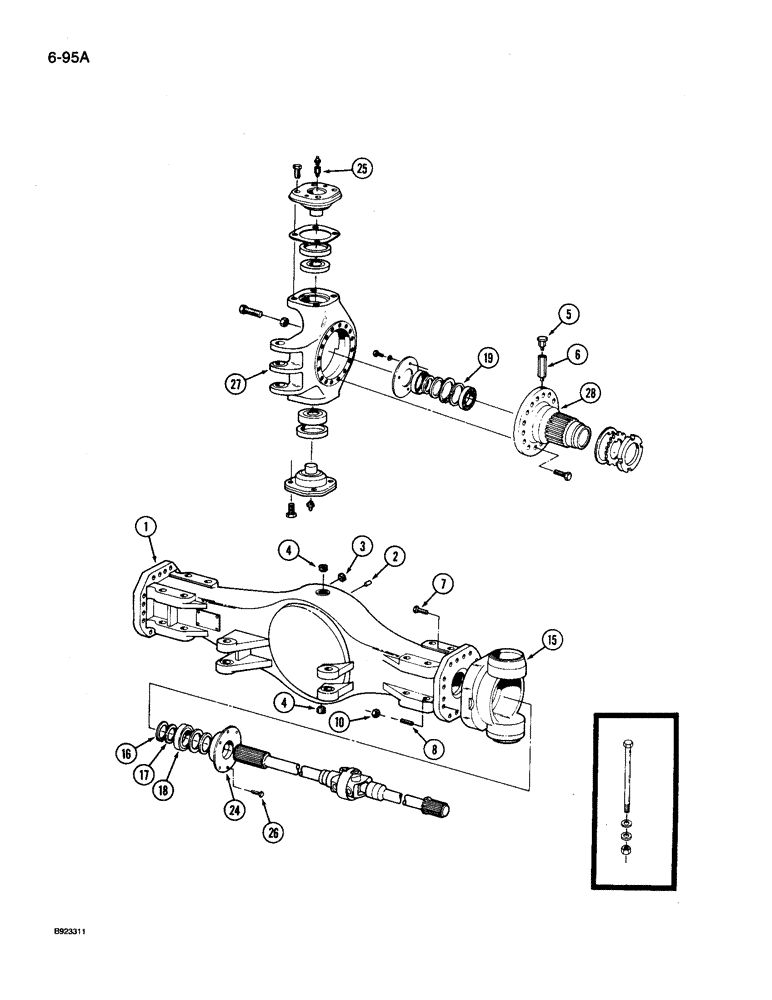 Схема запчастей Case IH 9250 - (6-095A) - FRONT STEERABLE AXLE, AXLE HOUSING AND SPINDLE TRUNNION (06) - POWER TRAIN