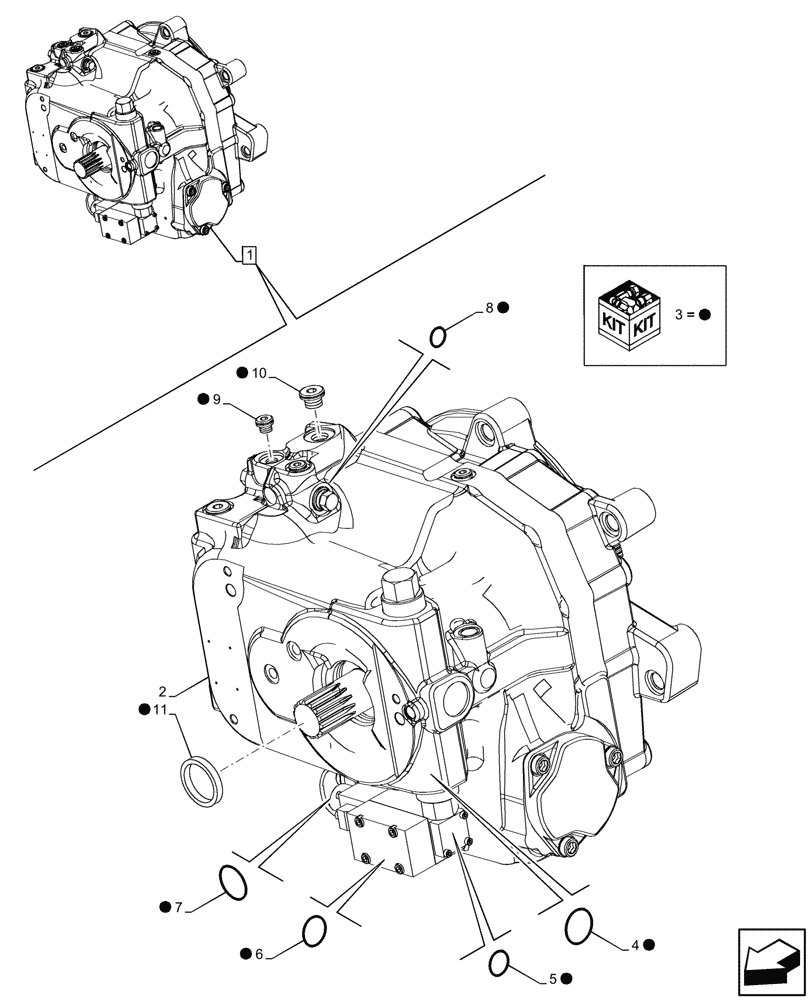 Схема запчастей Case IH PUMA 150 CVT - (21.507.AD[12]) - TRANSMISSION, HYDROSTATIC PUMP, CVT, COMPONENTS (21) - TRANSMISSION