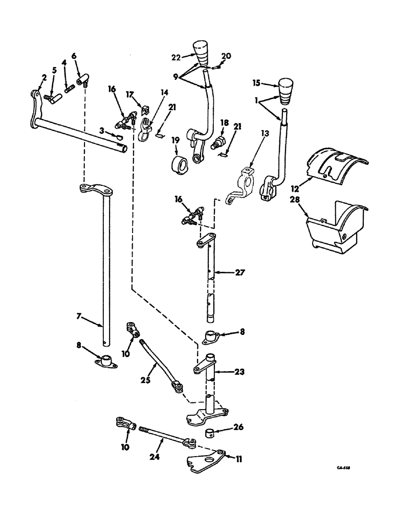 Схема запчастей Case IH 21456 - (07-28) - DRIVE TRAIN, GEAR SHIFT LEVERS (04) - Drive Train