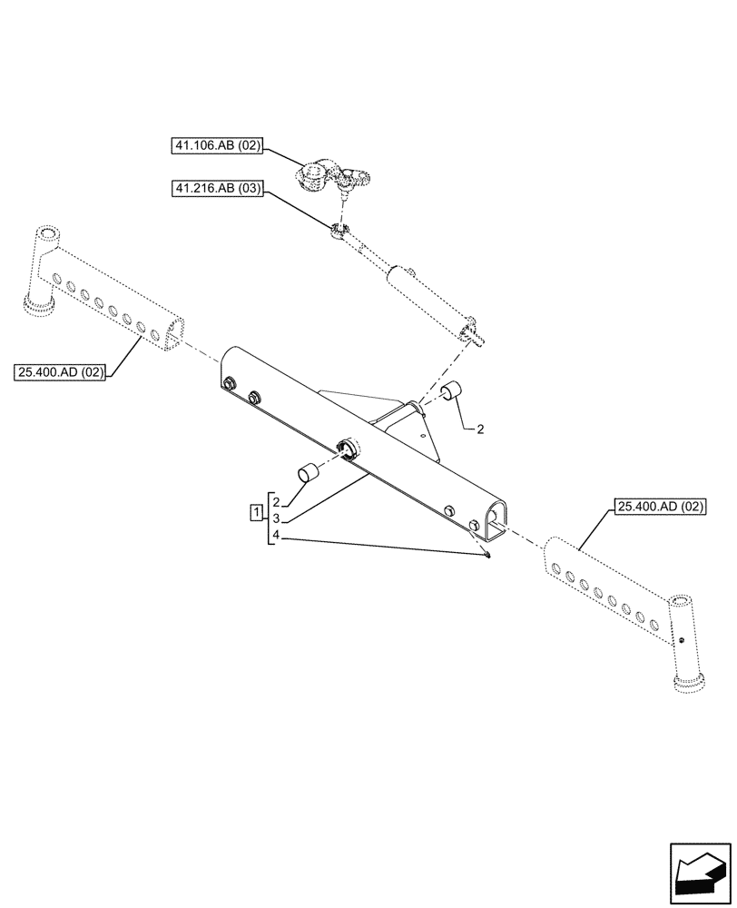Схема запчастей Case IH FARMALL 100C - (25.400.AM[02]) - VAR - 330581 - FRONT AXLE, BODY, 2WD, HEAVY DUTY (25) - FRONT AXLE SYSTEM