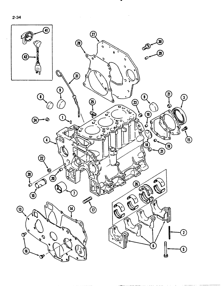 Схема запчастей Case IH 1140 - (2-34) - CYLINDER BLOCK, 1140 TRACTOR (02) - ENGINE