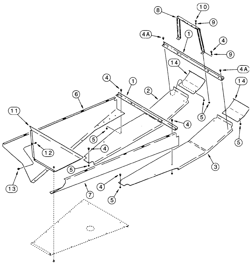 Схема запчастей Case IH 2555 - (09F-08) - PLANT TUNNEL - ANGLE AND GUIDES - 4 ROW WIDE (12) - CHASSIS