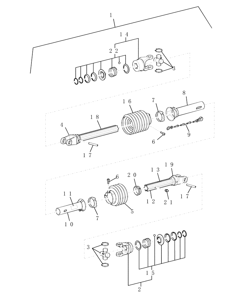 Схема запчастей Case IH 2206 - (02.03[1]) - PTO BREAKDOWN, BPIN HAJ034698 (58) - ATTACHMENTS/HEADERS