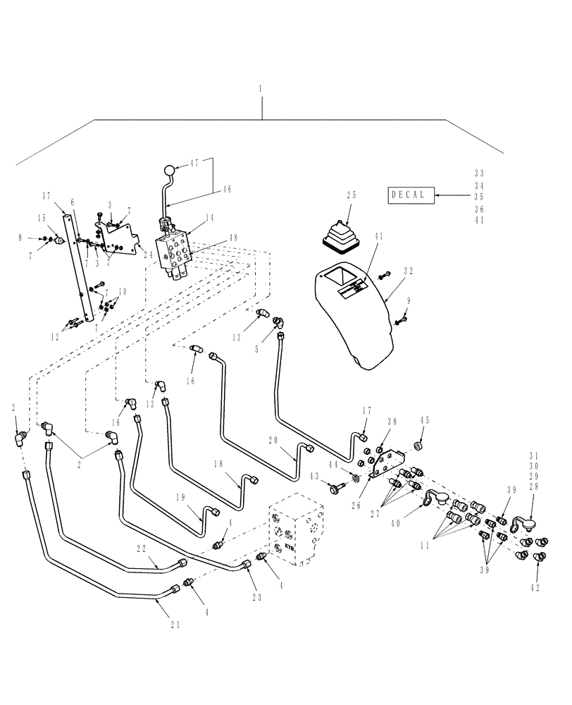 Схема запчастей Case IH D25 - (05H01) - TWO-SPOOL REMOTE CONTROL VALVE & PIPING KIT, PRINCE VALVE #HC-V-AE35 (07) - HYDRAULIC SYSTEMS