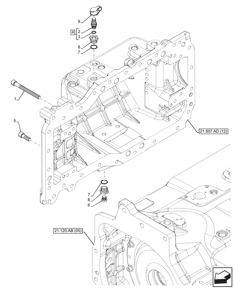 Схема запчастей Case IH PUMA 185 CVT - (21.507.AD[11]) - VAR - 337427, 337433, 391138, 758022, 758870, 759053 - TRANSMISSION, CONNECTOR (21) - TRANSMISSION