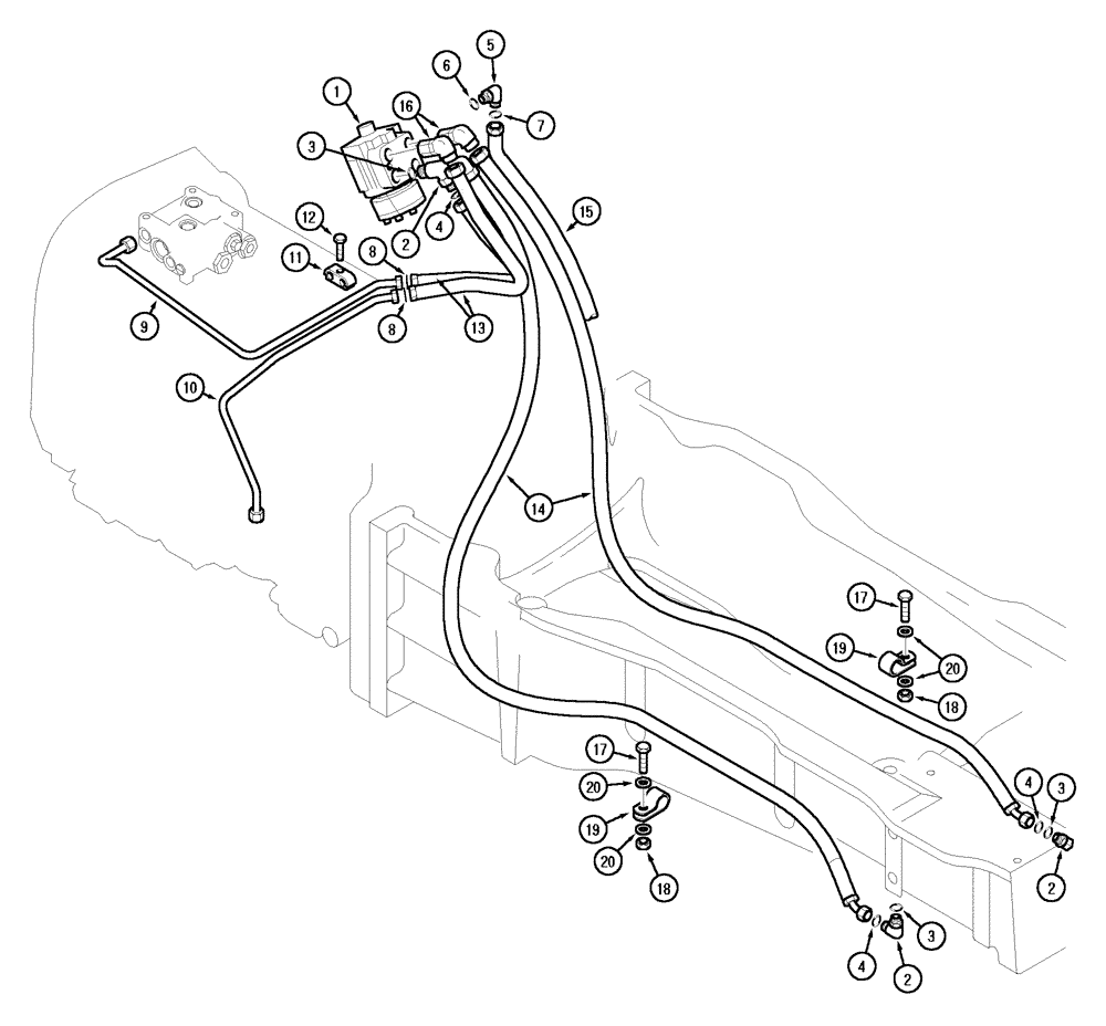 Схема запчастей Case IH MX150 - (05-03) - STEERING PIPES (25) - FRONT AXLE SYSTEM