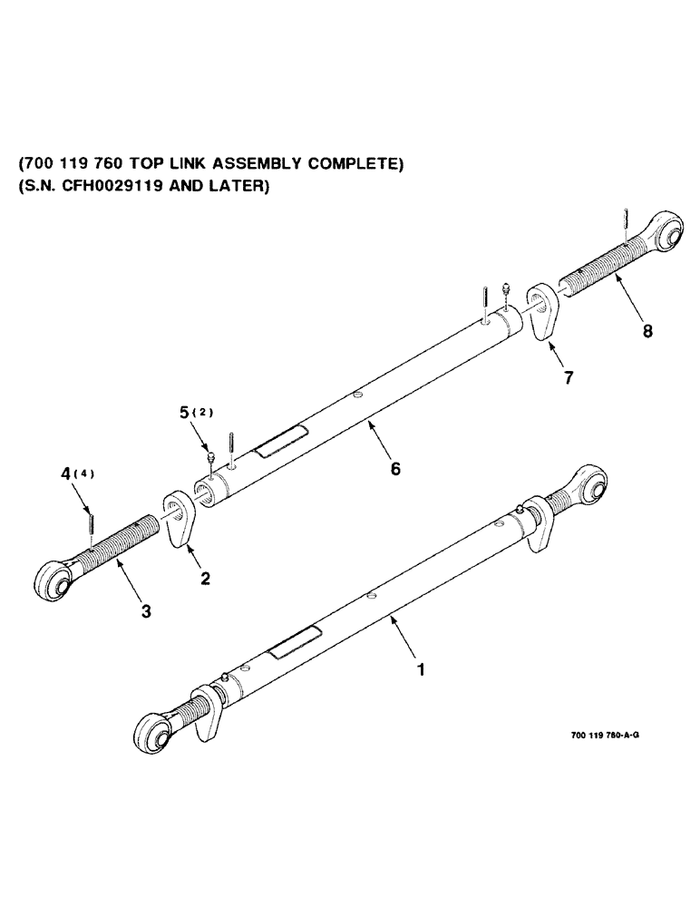 Схема запчастей Case IH 8830 - (7-08) - TOP LINK ASSEMBLY, 700119760 TOP LINK ASSEMBLY COMPLETE, SERIAL NUMBER CFH0029119 AND LATER (09) - CHASSIS