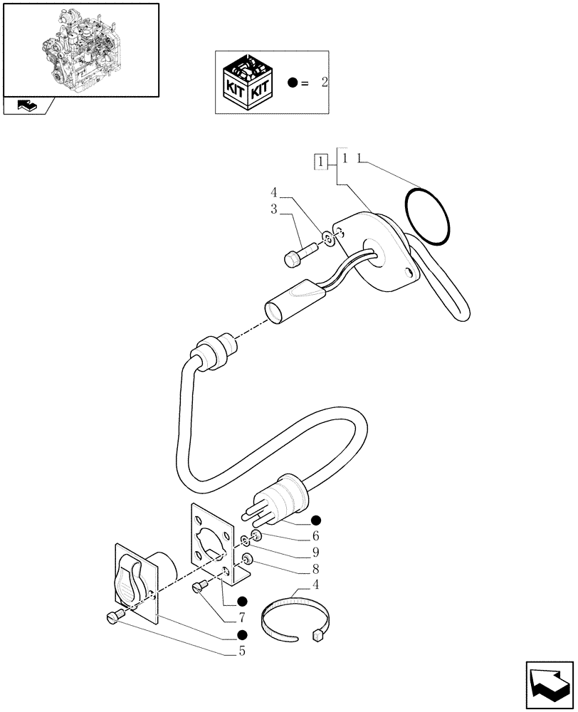 Схема запчастей Case IH FARMALL 95U - (1.75.0) - ENGINE BLOCK HEATER, 240 V (ISO) (VAR.331216) (06) - ELECTRICAL SYSTEMS