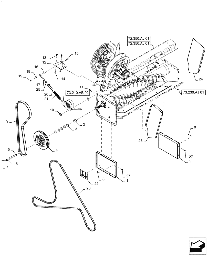 Схема запчастей Case IH 5088 - (73.210.AB[01]) - STRAW CHOPPER, STANDARD (73) - RESIDUE HANDLING