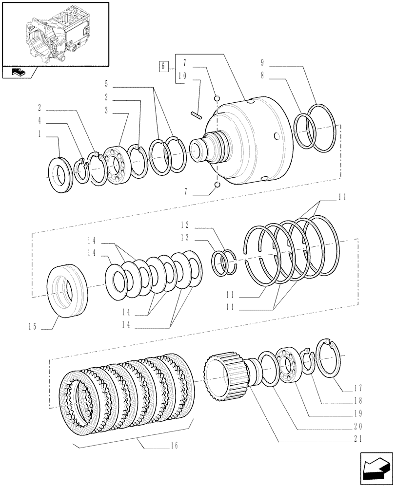 Схема запчастей Case IH PUMA 210 - (1.28.7[02]) - SPEED GEARS AND CLUTCHES - "A" CLUTCH AND GEARS (03) - TRANSMISSION