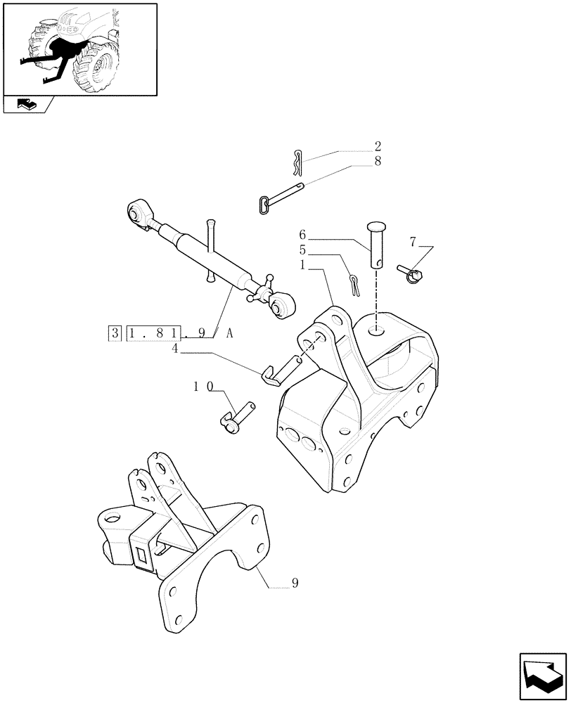 Схема запчастей Case IH FARMALL 75C - (1.81.9/02[03]) - FRONT HPL AND PTO AXLE MOUNTED WITH ELECTRONIC CONTROL - LINK AND SUPPORTS (VAR.330848-331848-332848-333848) (07) - HYDRAULIC SYSTEM