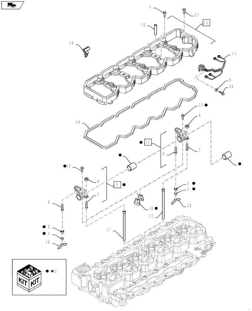 Схема запчастей Case IH 3330 - (10.106.01) - CYLINDER HEAD - VALVE MECHANISM (10) - ENGINE