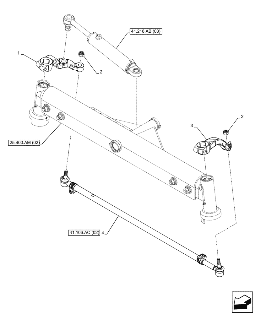 Схема запчастей Case IH FARMALL 110C - (41.106.AB[02]) - VAR - 330581 - FRONT AXLE, PITMAN, 2WD, HEAVY DUTY (41) - STEERING