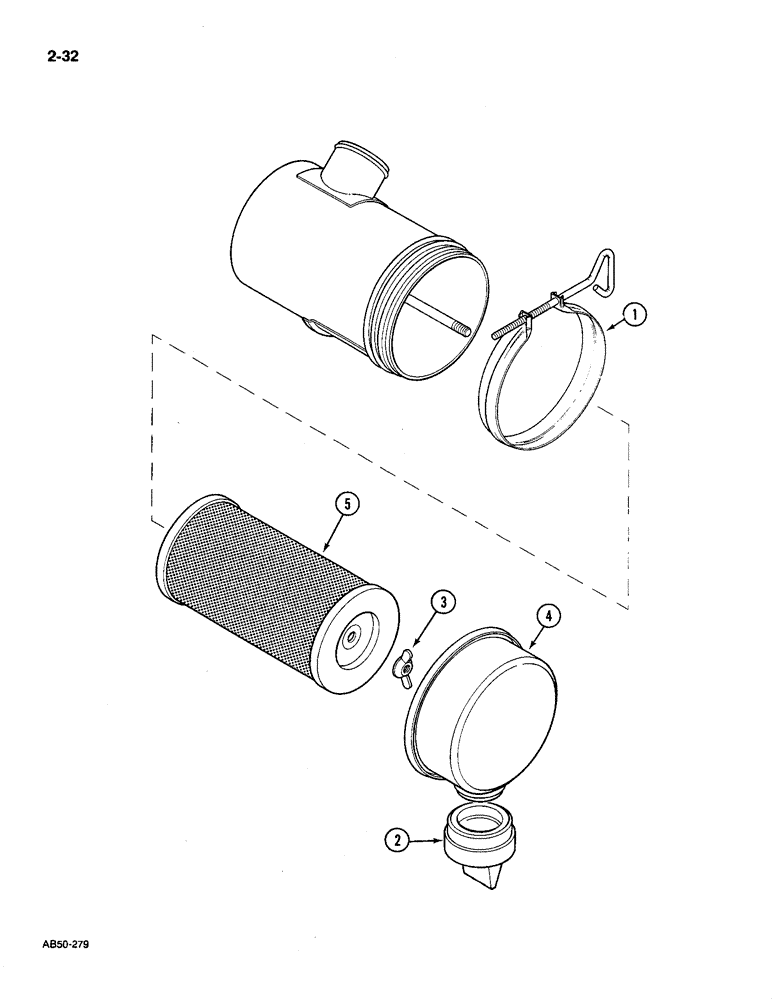 Схема запчастей Case IH 585 - (2-32) - AIR CLEANER, DONALDSON (02) - ENGINE