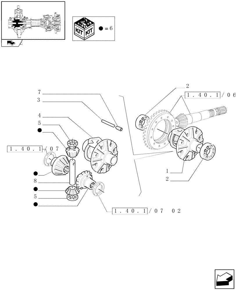 Схема запчастей Case IH FARMALL 80 - (1.40.1/07[01]) - 4WD FRONT AXLE - DIFFERENTIAL (04) - FRONT AXLE & STEERING