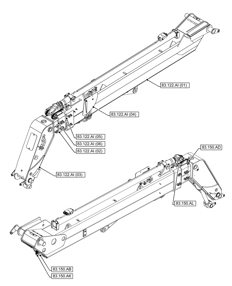 Схема запчастей Case IH FARMLIFT 935 - (83.000.00) - SECTION INDEX - TELESCOPIC ARM (83) - TELESCOPIC SINGLE ARM